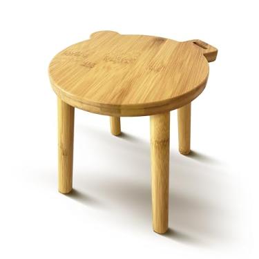 Imagem de Eco-Friendly MZL Bamboo Banco pequeno de madeira, banquinho redondo pequeno antiderrapante, portátil e resistente, adequado para banquinhos no quarto, banheiro, cozinha (P)