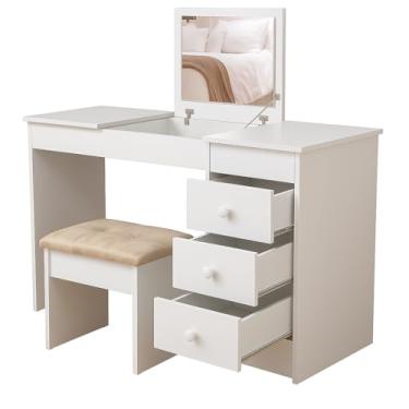 Imagem de Penteadeira Escrivaninha com Espeho Gaveta e Banqueta