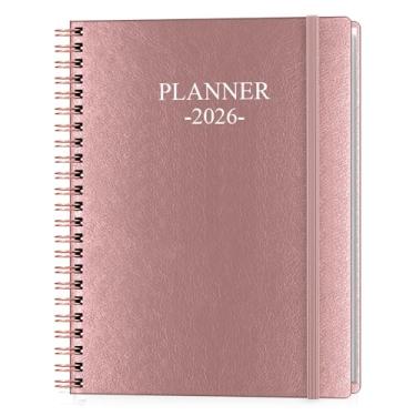 Imagem de Planner 2026 – Agenda semanal e mensal funciona de janeiro de 2026 a dezembro de 2026, 21,6 x 28 cm, abas de 12 meses, bolso interno, capa de couro PU com encadernação de fio duplo, planejadores