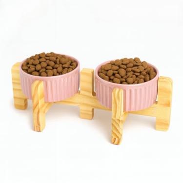 Imagem de Comedouro Bebedouro Pet Elevado Duplo Pote Ração Água Porcelana 320ml(Rosa)