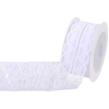 Imagem de CRASPIRE Rolo de fita de renda branca 9,84 metros coração acabamento de renda costura artesanato tecido bordado crochê algodão embrulho de presente casamento noiva DIY buquê floral decoração para casa