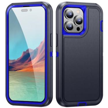 Imagem de Capa Defend Armor 3 em 1 para iPhone 11 12 13 14 Pro Max 15 Plus 6s 7 8 SE 2022 X Xs XR Capa traseira de plástico TPU, azul escuro, azul marinho, para iPhone 12Pro Max