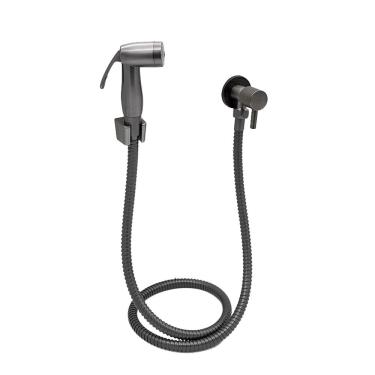 Imagem de Ducha Higiênica Lavatório Chuveirinho Grafite 1/4 Volta Luxo