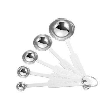 Imagem de Conjunto de 5 colheres medidoras de aço inoxidável para medir ingredientes líquidos e secos