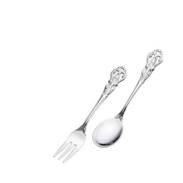 Imagem de Conjunto de garfo de aço inoxidável 304 prata elegante talheres franceses de jantar para hotel, casa, restaurante, presente para casais anfitriões