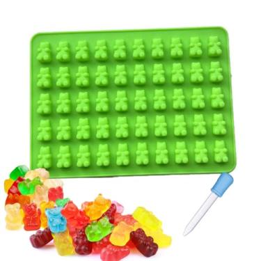 Imagem de Molde de ursinho de silicone para salgadinhos de frutas e gomas moldes com conta-gotas para chocolate doce