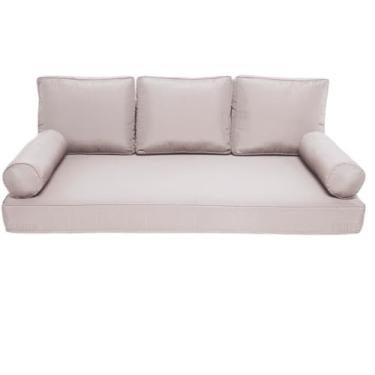 Imagem de FSJITF Capa de cama de solteiro para pátio, para móveis de rede de madeira ao ar livre, conjunto de 5 peças, colchão, almofada, almofada, impermeável, tecidos resistentes ao desbotamento, apenas capa