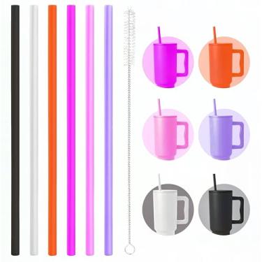 Imagem de Canudos de substituição reutilizáveis de 30 cm compatíveis com copos simples e modernos de 1,134 g - canudo de substituição para Stanley copo de 30/1,134 g - pacote com 6 canudos multicoloridos, 1