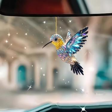 Imagem de Enfeite de acrílico para pendurar em carro beija-flor com laço - para espelho retrovisor de carro, árvore de Natal, chaveiro e decoração de bolsa - perfeito