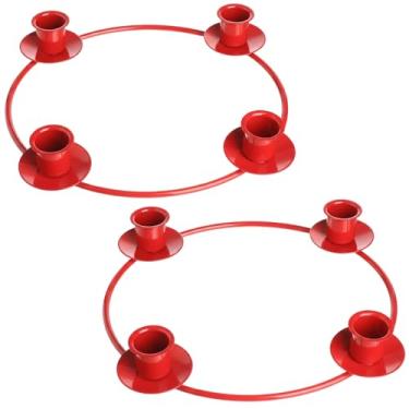 Imagem de Chengu 2 peças de guirlanda de anel do advento de Natal para velas giratórias, suporte de vela redondo para decoração de mesa de centro de mesa, decoração da estação do advento DIY guirlanda