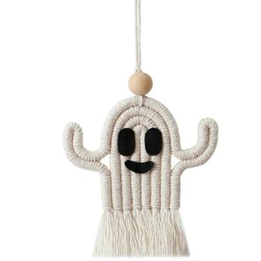 Imagem de Pingente de caveira de Halloween trançado à mão, ornamentos para pendurar na porta da frente, janela, parede