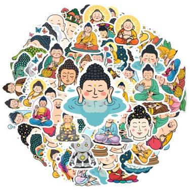 Imagem de 35 peças adesivos de recompensa de professor espiritual para meditação Buda paz Zen brinquedo pacífico para guitarra, faça você mesmo, bicicleta, skate, laptop, bagagem, decoração, guitarra, laptop