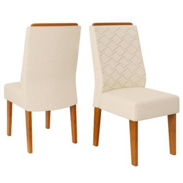 Imagem de Kit 2 Cadeiras De Jantar Estofadas Lidia Linho Neve Freijo Dj Moveis L