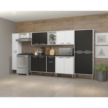 Imagem de Cozinha Compacta Multimóveis Xangai Blues Fg3161 Com Armário E Balcão Branca/preta
