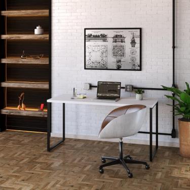 Imagem de Mesa Office 150X60X75Cm Branco Chess / Est.Preta
