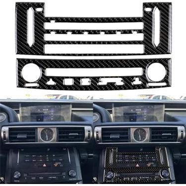 Imagem de Auto Center Console AC Control CD painel de rádio decalque 2 peças adesivos de fibra de carbono real acessórios interiores compatíveis com Lexus IS250 2014 2015/IS200t 2016 2017/IS300 2016-2020/IS350