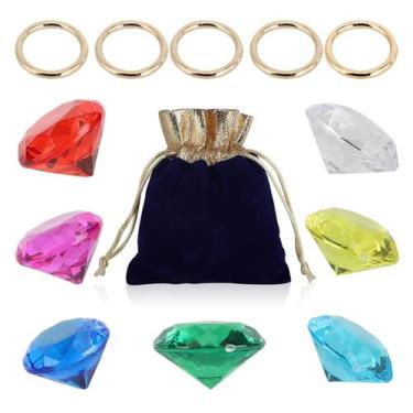 Imagem de Conjunto de anéis ZCYSRLQIN: diamante acrílico redondo dourado, 12 uni