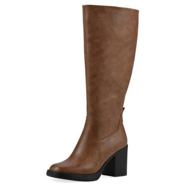Imagem de White Mountain Bota feminina de cano alto com salto Mackle Block, Escuro natural suave, 9 X-Wide