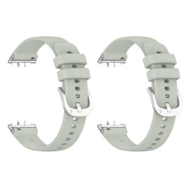 Imagem de Pacote com 2 pulseiras de relógio compatíveis com Samsung Galaxy Fit 3 SM-R390, pulseira esportiva de silicone macio, para mulheres e homens