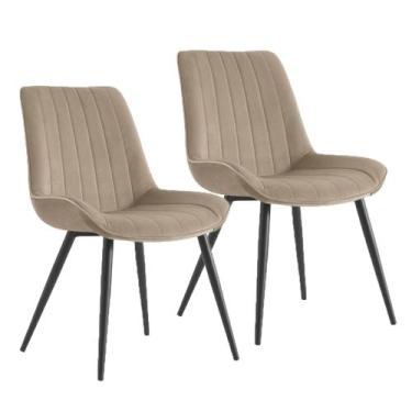 Imagem de Kit 02 Cadeira de Jantar Estofada Fixa Duoffice DU01M Marrom Bege