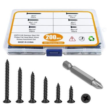 Imagem de Kit de sortimento de parafusos para madeira NANAKLAUS 304 em aço inoxi