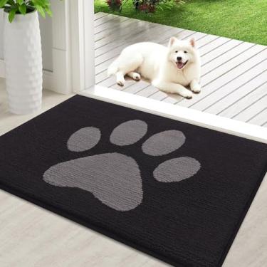 Imagem de Buganda Tapete de porta de cachorro para patas enlameadas, capachos absorventes de sujeira antiderrapante, tapete de baixo perfil lavável para cães de lama, tapete de entrada para piso interno (91 x