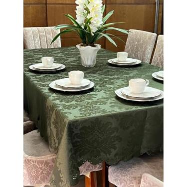 Imagem de Toalha De Mesa Decoração 4 6 8 10 12 14 Lugares Bonita Estampada Jacquard - Envio Imediato(VERDE,3,50 METROS (12 LUGARES))