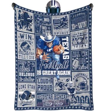 Imagem de Cobertor de futebol Cowboys of Dallas, cobertor de pelúcia de flanela macia e felpuda de rúgbi americano, presentes de fãs de futebol azul para homens, meninos, esportes, equipe, jogo, festa, suporte