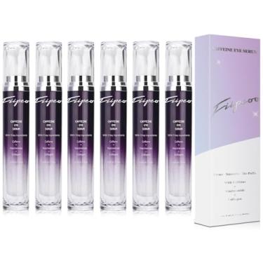 Imagem de Creme para olhos com cafeína para olheiras – Soro para os olhos com cafeína infundido com colágeno e niacinamida, creme para inchaços e bolsas sob os olhos com rolo de depuffer de 360° (6 ml), café