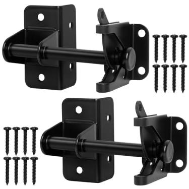 Imagem de KINJOUZ Trava de portão autotravante para cerca de madeira, trava de gravidade automática resistente para portão de metal de madeira, fechadura de porta de hardware de portão para galpão de jardim de