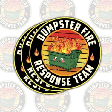 Imagem de Adesivo (3 peças) Dumpster Fire Response Team – Citação engraçada Este é um decalque de vinil fino, à prova d'água para laptop, garrafa de água, carro, capacete, telefone e mais - 7,6 cm
