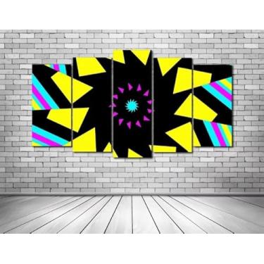 Imagem de Kit quadro decorativo 5 peças 95x60cm Mosaico Colorido Abstrato Geométrico