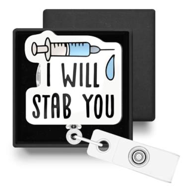 Imagem de Presentes de enfermeira para trabalhador de hospital, assistente médico, enfermeira, bonito porta-crachá retrátil com clipe jacaré, porta-crachá retrátil com clipe jacaré, vai esfaquear você