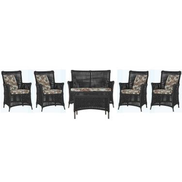 Imagem de Jogo Sofá 4 Poltronas E Mesa Igapó Marrom E6 Trama Original Preto