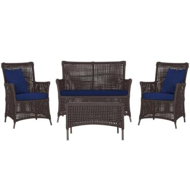 Imagem de Jogo Sofá 2 Poltronas E Mesa Igapó Marrom E10 Trama Original Marrom