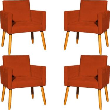 Imagem de Kit 4 Poltrona Para Sala Recepção Consultório Cadeira Nina Pés Palito Terracota Suede