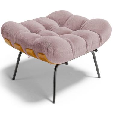 Imagem de Puff Decorativo Costela L02 Bouclê Rosê - Lyam Decor