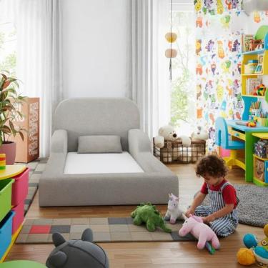 Imagem de Cama Montessoriana Solteiro Encanto 100% Espuma Boucle Cinza - Keiko C