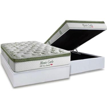 Imagem de Cama Box Baú Casal: Colchão Molas Masterpocket Ensacadas Herval Monte Carlo Visco + Base Crc Linhão White (138x188)