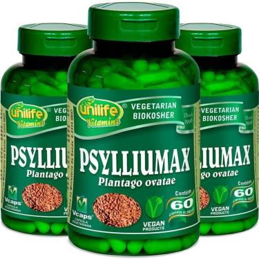Imagem de Kit 3 Psyllium Unilife Psylliumax 60 Cápsulas