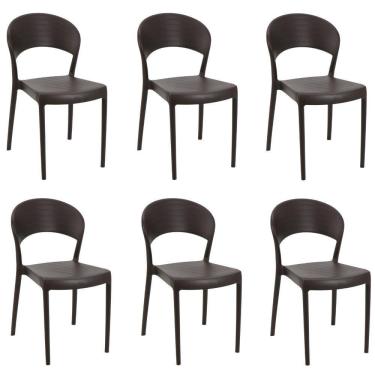 Imagem de Kit 6 Cadeiras Sissi Encosto Fechado Marrom Tramontina 92046/419