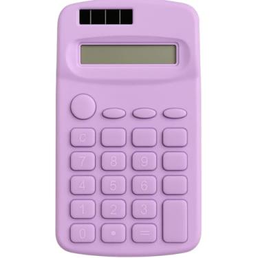 Imagem de Calculadora de Bolso 8 Dígitos Compacta 11x6cm Dupla Alimentação Solar + Bateria Portátil Leve Operações Básicas para Escola Trabalho e Casa Visor Claro Durável (Roxo)