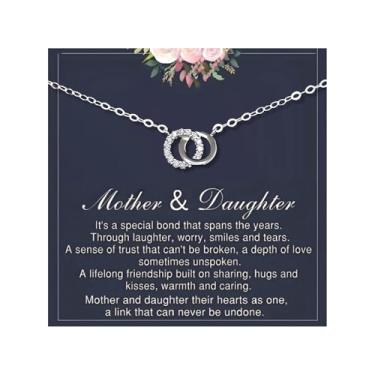 Imagem de Embtrem Colar de mãe e filha, círculo, prata, colar para filha da mãe, joias presentes para mulheres, Zinco, Sem Pedra Preciosa