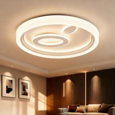 Imagem de Luminária de Teto LED 90W com 3 Cores Personalizáveis (Quente, Neutra, Fria), Espectro Completo, Estrutura Premium Alumínio e Ferro, Bivolt, Ideal para Sala, Quarto e Cozinha