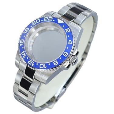 Imagem de FEIYASHI Caixa de relógio de mergulho masculina de aço inoxidável GMT bisel de cerâmica preto/azul para movimento NH35/NH36 Miyota8215 8205 2824, Tampa inferior de vidro 6, For NH35 34 36 38 Movement