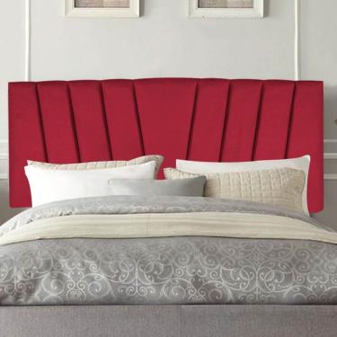 Imagem de Painel Cabeceira Estofada Bélgica 140cm Cama Box Casal Suede Vermelho- Mabe Magazine