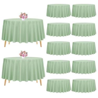 Imagem de Toalha de mesa Personlook redonda de poliéster de 90 polegadas verde s
