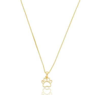 Imagem de Drusi Semi Joias, Colar Pingente Mini Patinha Pet Vazada Folheado A Ouro 18k