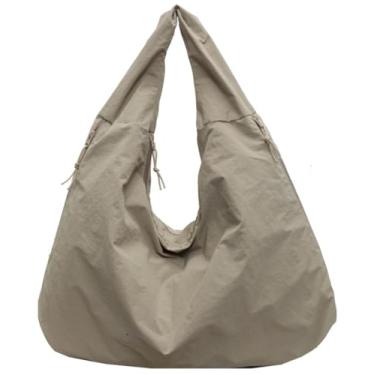 Imagem de Puffer Bolsa feminina de nylon acolchoada Hobo bolsa casual esportiva Hobo Puffy todos os dias bolsa de ginástica de ombro, Caqui