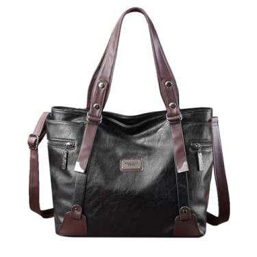 Imagem de Ruvafeny Bolsa feminina de couro vegano, bolsa feminina com compartimentos, bolsa tiracolo feminina estilosa para trabalho, viagem